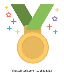 
Gold medal, flat icon winner
