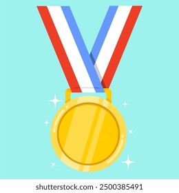 gold medal flat style. prize to the winner of a sports competition. Vector illustration.