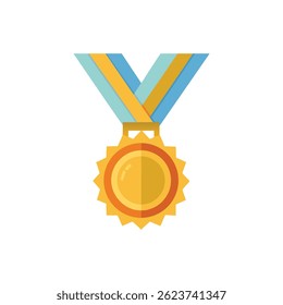 Ilustração vetor plana da Medalha de Ouro sobre fundo branco