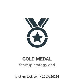Gold medal glyph icon vector on white background. Flat vector gold medal icon symbol sign from modern startup stategy and success collection for mobile concept and web apps design.