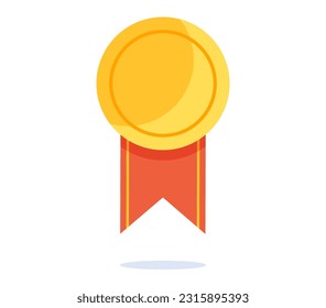 Gold medal golden ribbon first place isolated concept. Vector design graphic illustration