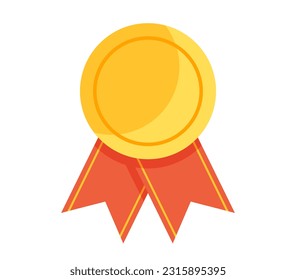 Gold medal golden ribbon first place isolated concept. Vector design graphic illustration