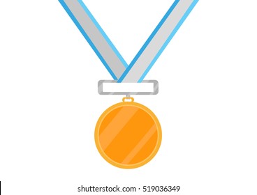 Gold Medal hanging. Editable Clip Art.