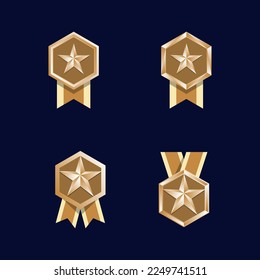 Gold medal hexagon star multiple variations