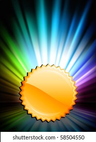 Goldmedaille-Symbol-Taste auf abstraktem Frequenzhintergrund - Originalillustration