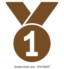 Gold medal icon from Competition & Success Bicolor Icon Set. Vector style: flat symbols, brown color, rounded angles, white background.