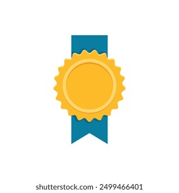 Gold medal icon in flat style. Trophy award vector illustration on isolated background. Winner sign business concept.
