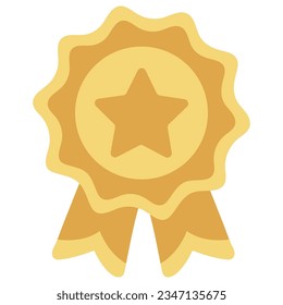 Gold medal icon. Gold medal with number one vector icon. Golden prize or award with ribbon 2D vector illustration on white background.