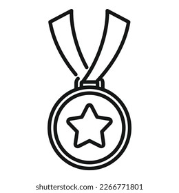 Gold medal icon outline vector. Customer service. Client rate