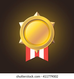 Gold Medal icon, star ribbon