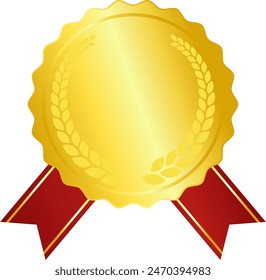 Gold medal icon used for rankings, etc. (with laurel leaf)