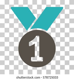 Gold Medal icon. Vector illustration style is flat iconic bicolor symbol, grey and cyan colors, transparent background. Designed for web and software interfaces.