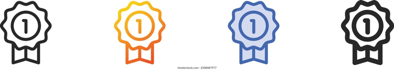 ícone de medalha de ouro. Linear fino, gradiente, traço azul e negrito Design de estilo isolado no fundo branco