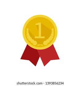   Gold medal icon.Vector set. Isolated medal on the white background. Vector illustration. First winner.