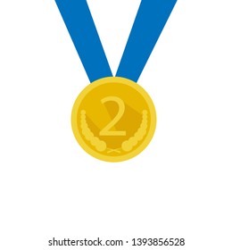   Gold medal icon.Vector set. Isolated medal on the white background. Vector illustration. Second winner.