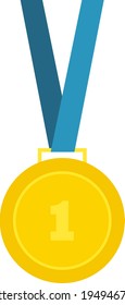 Gold medal, illustration, vector on white background.