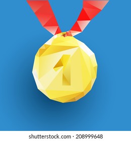gold medal isolated on a blue background