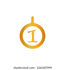 Gold medal isolated on a white background. Gold medal for first place. Gold medal icon. Vector icon