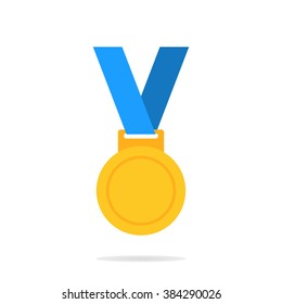 Gold medal isolated on a white background. Gold medal for first place. Gold medal flat icon