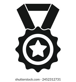 Gold medal leader icon simple vector. Success prize. Motivational gift