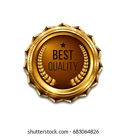 Gold medal. Metallic winner award. Vector illustration.