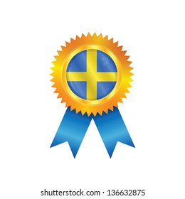 Gold medal with the national flag of Sweden