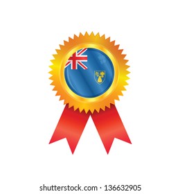 Gold medal with the national flag of Turks & Caicos Islands