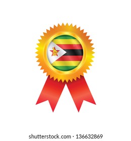 Gold medal with the national flag of Zimbabwe