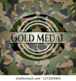 Gold Medal on camo pattern