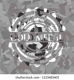 Gold Medal on grey camo pattern