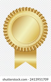 Medalla de oro. Medalla de oro en cinta. Premio a la medalla de oro del ganador del diseño. Mejor trofeo de símbolo