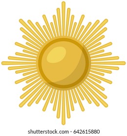 Gold medal on white. Vector illustrations in flat style