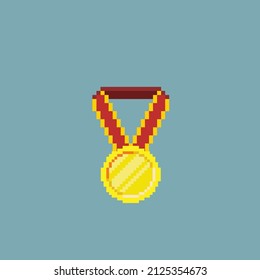 gold medal in pixel art style