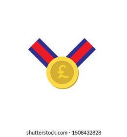 Gold medal with pound sign  isolated on a white background