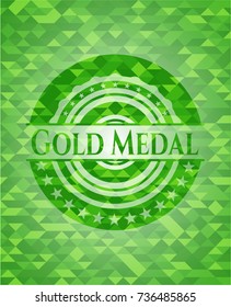 Gold Medal realistic green mosaic emblem