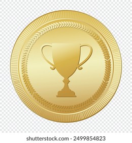 Gold medal. Realistic medal. Prize for winner. Reward isolated. Vector illustration