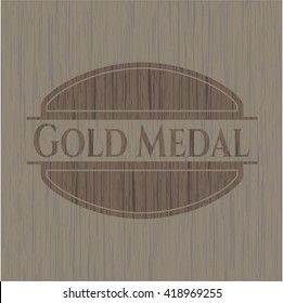 Gold Medal realistic wooden emblem