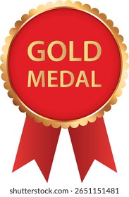 GOLD MEDAL – red award banner with ribbons