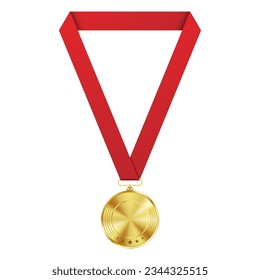 Gold medal with red ribbon