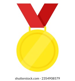 Gold medal with red ribbon
