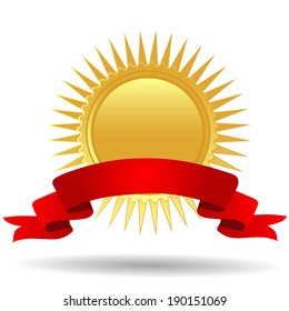 Gold medal with ribbon