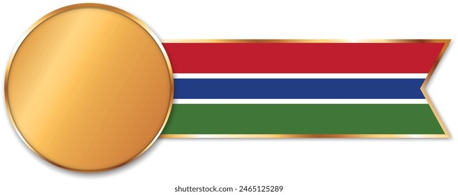 Medalla de oro con Anuncio de cinta con bandera de Gambia