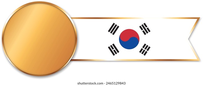 Medalla de oro con Anuncio de cinta con la bandera de Corea del Sur