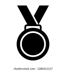 Gold medal with ribbon flat vector icon for sports apps and websites