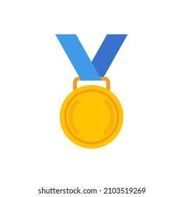 gold medal with ribbon icon vector isolated on white background