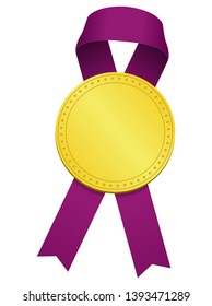 Gold medal & ribbon illustration / purple