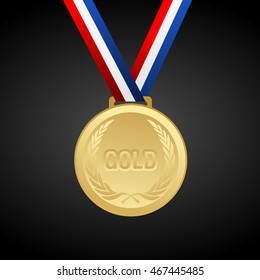 Gold medal with ribbon - vector graphic