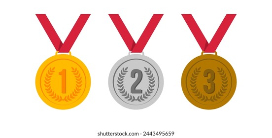 gold medal with ribbon	- vector illustration