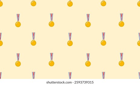 Gold medal seamless pattern. Medallion pattern. Medallion illustration pattern. Medallion background. Perfect for fabrics, textile, wallpaper, and decor. SSTKbackgrounds