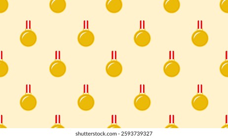 Gold medal seamless pattern. Medallion pattern. Medallion illustration pattern. Medallion background. Perfect for fabrics, textile, wallpaper, and decor. SSTKbackgrounds